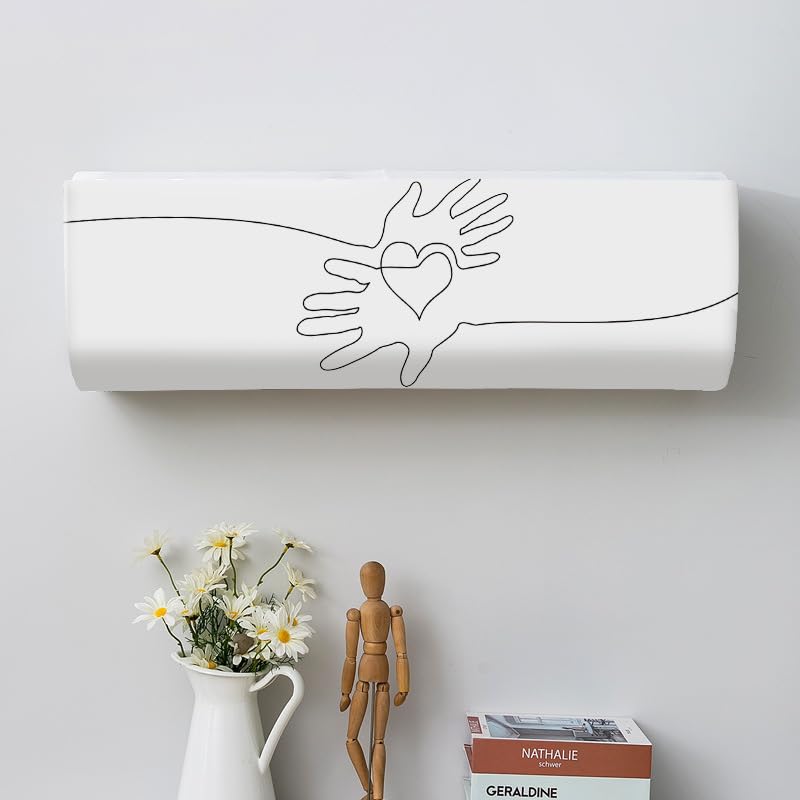 Hiseng Cubierta de Aire Acondicionado Montada en la Pared, Funda para Aire Acondicionado Interior, Arcoíris Patrón a Prueba de Polvo Aire Acondicionado Cubierta (80 * 20 * 27（1P),Blanco