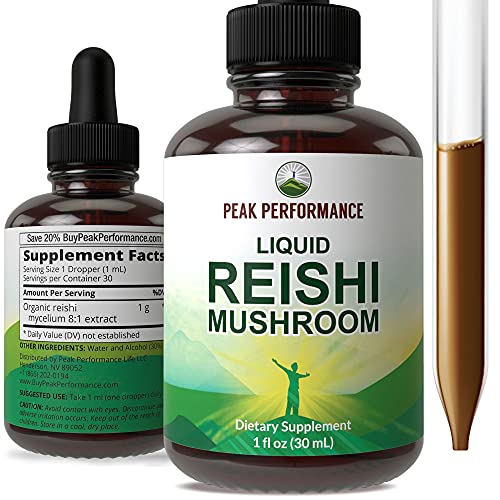 Liquid Reishi Mushroom Extract - Made with Organic Reishi Vegan Mushrooms. Tincture Supplement for Immune Support, Memory, Focus, Brain. Canadaian Grown Ganoderma Lucidum Mushrooms Drops Elixir