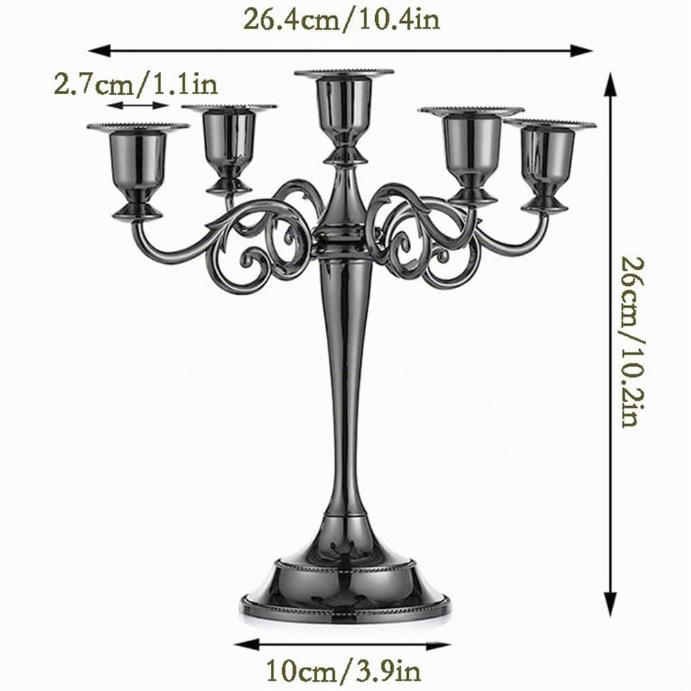 Set di 5 candelieri alti 27 cm, diametro 2,2 cm, colore: nero