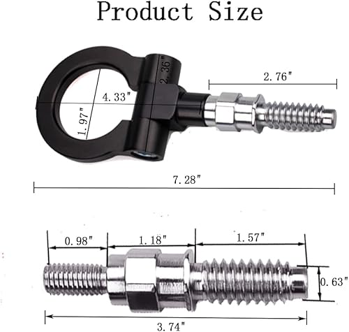Miniatura 5 de Gancho de remolque para parachoques delantero con cuerdas de correa de remolque personalizadas estilo JDM, 0.630 in para B-M W E90 E91E92 E93 X1 X3