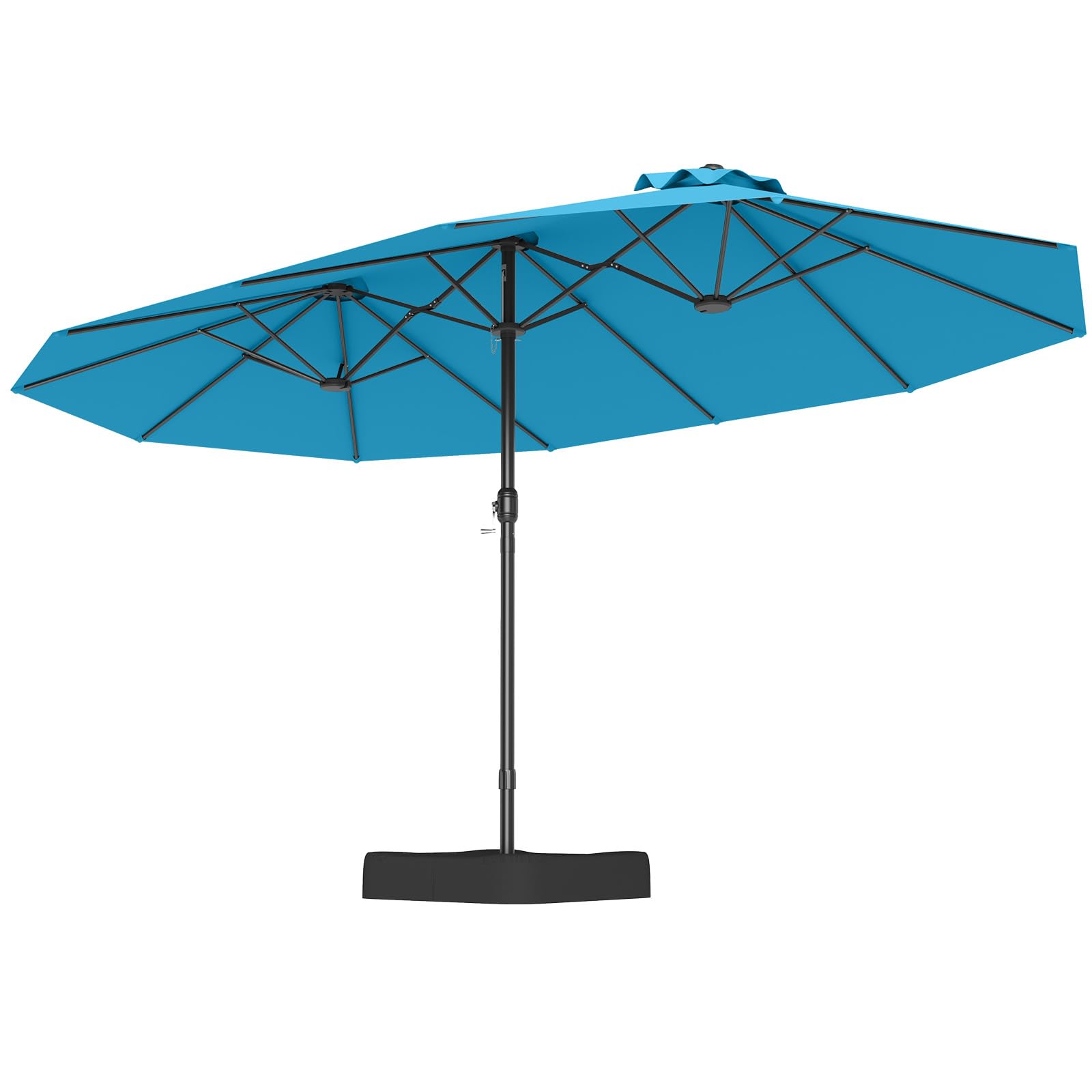 FANTASK Double Parasol, 443 x 263 cm, Rectangular Parasol with Stand & Crank, UPF 50+, Large Garden Umbrella XXL, Market Umbrella, Patio Umbrella for Garden, Patio & Pool (Turquoise)