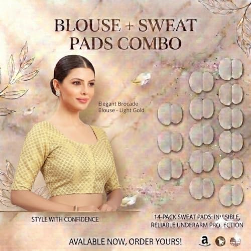 Image of Studio Shringaar Women's Zari Brocade Stitched Elbow Length Sleeves Saree Blouse