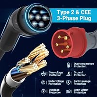 Tera Smart EV Ladegerät Typ 2 Wallbox mit APP 11kW 16A 400V CE&TÜV mit Wlan & Bluetooth 7m Ladekabel mit Ladegerätehalter Heim Wallbox CEE 3-Phasen Stecker für EVs & PHEV W01 Schwarz – Ansicht 4