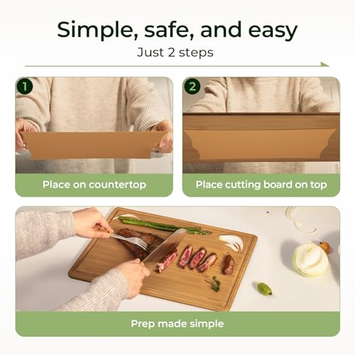 Keechee Bamboo Cutting Board with Non-slip Mat, Cutting Boards for Kitchen Meal Prep & Serving - Wood Serving Board Sets with Deep Juice Groove Ideal Kitchen Gifts — view 3