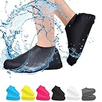 VBoo Waterproof Shoe Covers, Non-Slip Water Resistant Overshoes Silicone Rubber Rain Shoe Cover Outdoor cycling Protectors apply to Men, Women, Kids (Medium, Black)