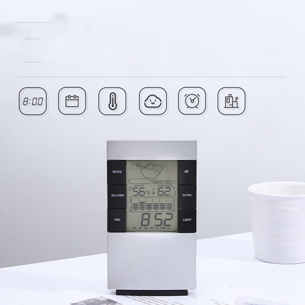 Weather Clock Electronic Air Temperature Humidity Hour Meter Thousand Calendar Alarm Screen