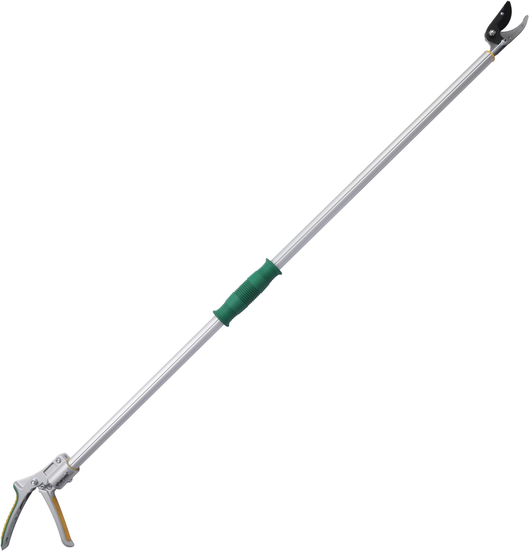 Sharpex Heavy Duty 4.4 Feet Long Reach Pruner Aluminum Cut and Hold Pruner For Tree Branch Cutter & Trimming, Cutting Leaves, Fruit Picker | Cut Up to 2 Inch & Hold Easy Garden Pruning Tool