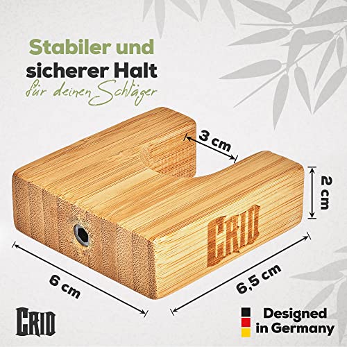 CRID Baseballschläger Wandhalterung - Bambus Wandhalterung in minimalistischem Design, 100% natürlicher Rohstoff, robuste Ausführung, inkl. Montage-Set, zum Aufhängen von Base- und Softball Schlägern
