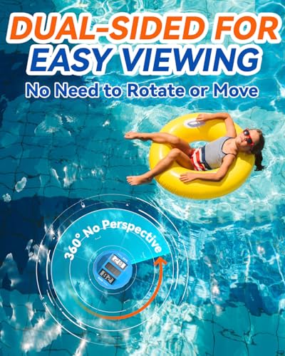 Image of BALDR Solar Pool Thermometer Floating, Dual LCD, IPX8, Anti-Fogging | Digital Water Thermometer Wireless for Pool /Hot Tubs /Spas /Ice Baths /Aquariums