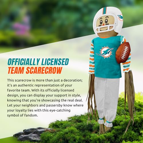 Sporticulture SCARLMIA Nfl Miami Dolphins Scarecrow With Stake Pole & Complete Football Uniform Set - 60 Inch X 12 Inch X 3.5 Inch Outdoor Sports Decoration Perfect thumb #2