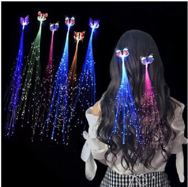 YTM LED Light Butterfly Flashing Optic Fiber Led light Hair Braid Hair Clip Hair Aceessories for Girl & Women (Multicolor) (pack of 2) (B0D5B6Z9SL) Amazon Price History, Amazon Price Tracker