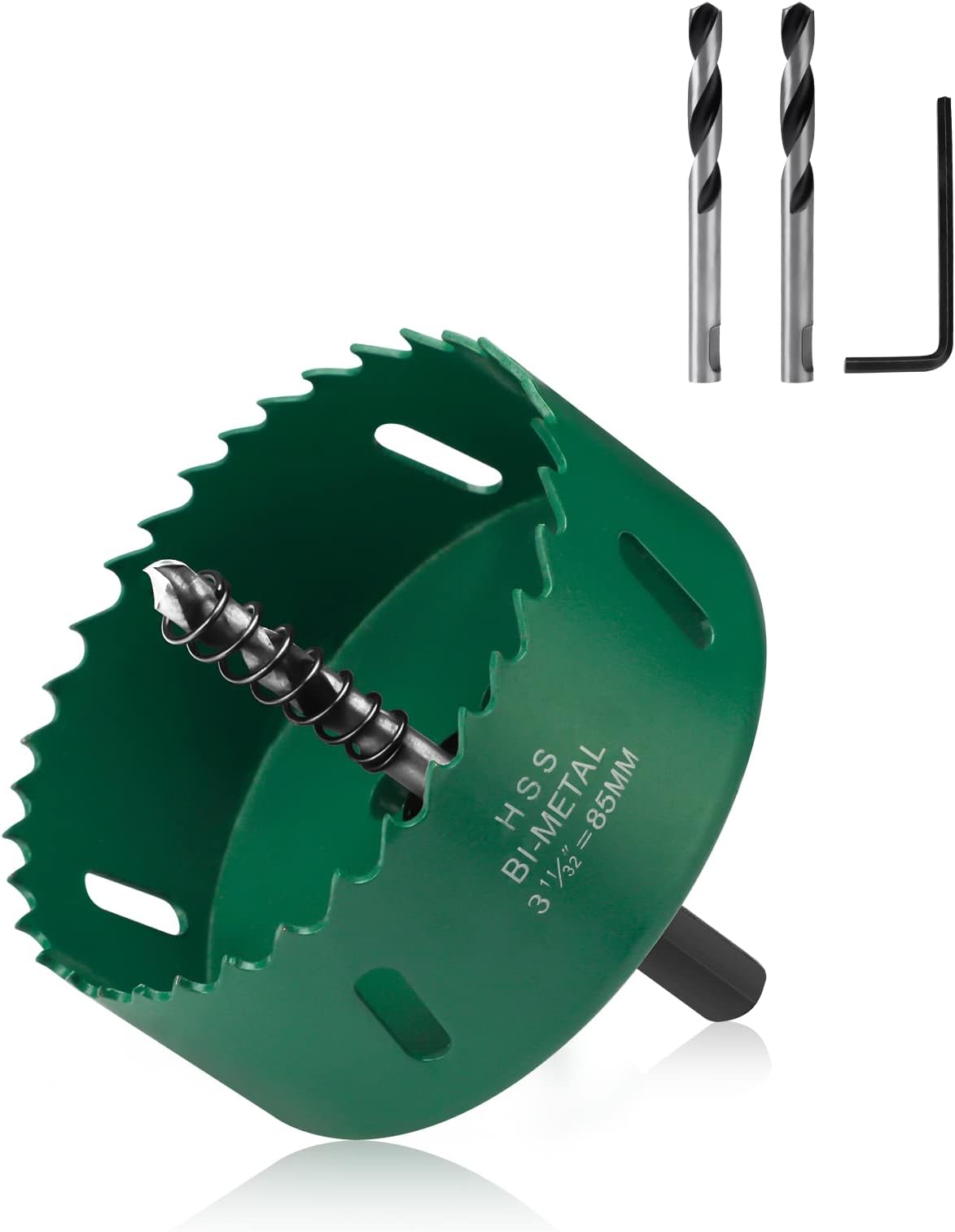 Kungfuking85mm Hole Saw with Arbor, 3.3" Bi-Metal Hole Cutter Drill Bit for SoftWood/Fiberboard /Plastic/Plywood/PVC, 1 1/3 inch Cutting Depth