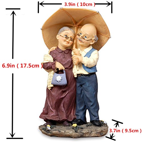 Nanxin Love Grandparents Parents Anniversary Wedding Gift Resin Loving Elderly Couple Figurines Decoration Old Age Life Home Decor For Bedroom Living Room With Gift Card (Umbrella) #TOP1