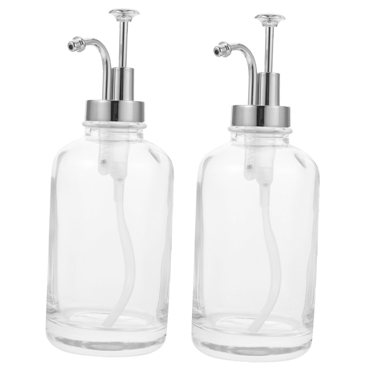Mikinona Distributeur de Sirop à Café Pompe 2pcs en Verre 500ml Multi-usage Cuisine Design Unique Élégant Argenté
