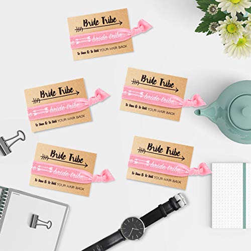 Bridesmaid Bracelets-Ikooo 5 Pcs Love Knot Open Bangle With Bride Tribe Hair Tie For Best Friend, Bff Of The Bride Wedding Gift (5 Rose Gold) #TOP2