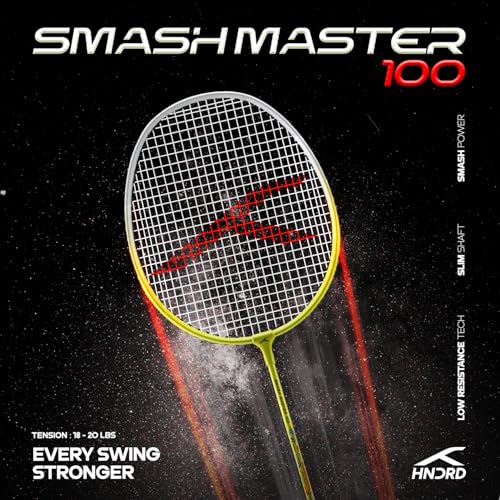 Image of Hundred Smash Master 100 Strung Badminton Racket with Full Racket Cover | for Intermediate Players(Yellow /White)