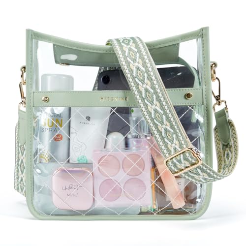 Image of Missnine Clear Crossbody Bags for Women Stadium Approved Clear Purse for Concert Transparent Plastic Bag with Guitar Strap