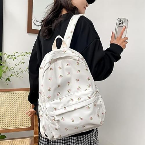 Sac à dos à fleurs en lin pour voyage et cours universitaire des filles - 2