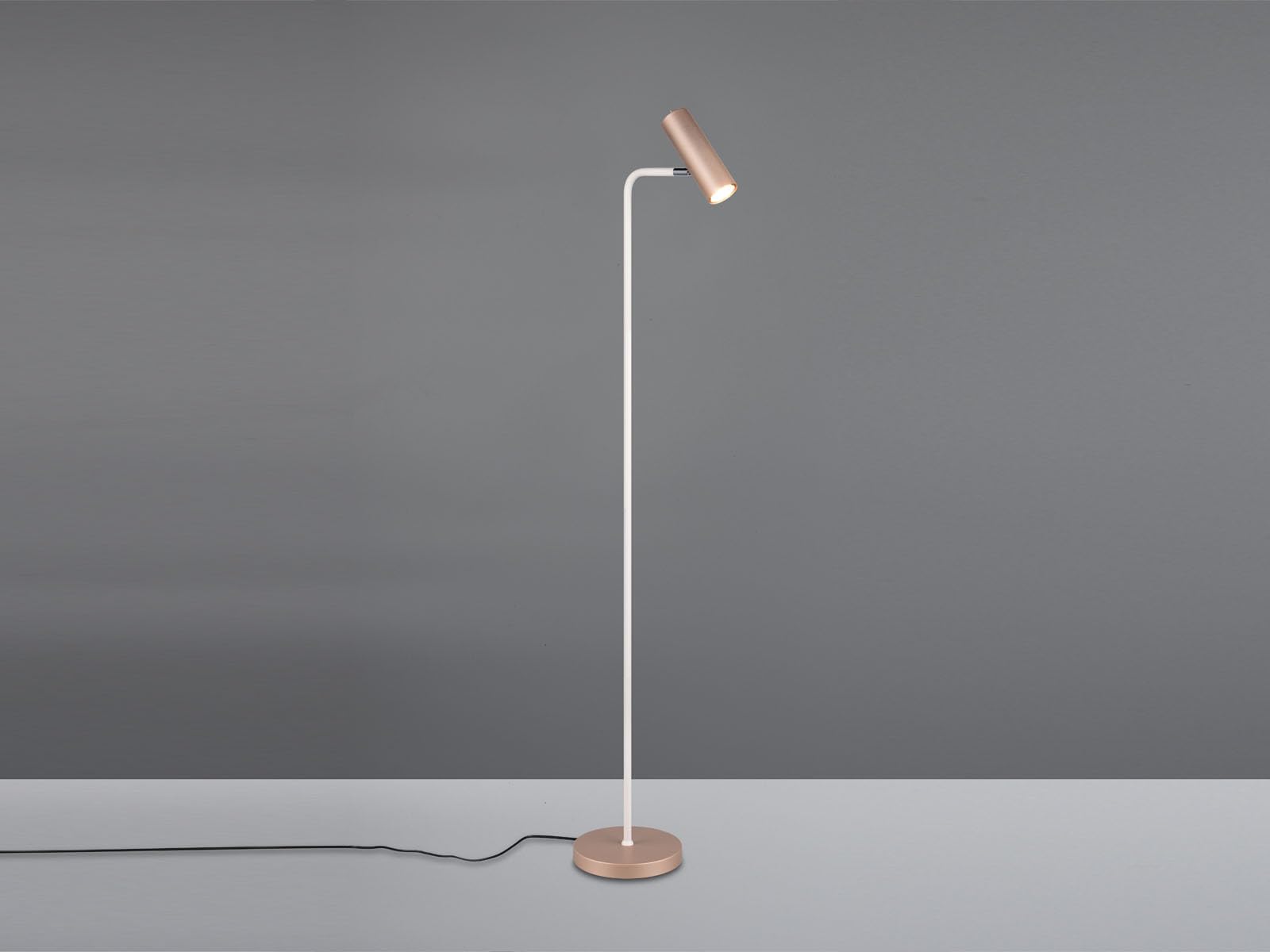 Lampa do czytania metalowa kawa/biała, spot wychylny, wysokość 151 cm
