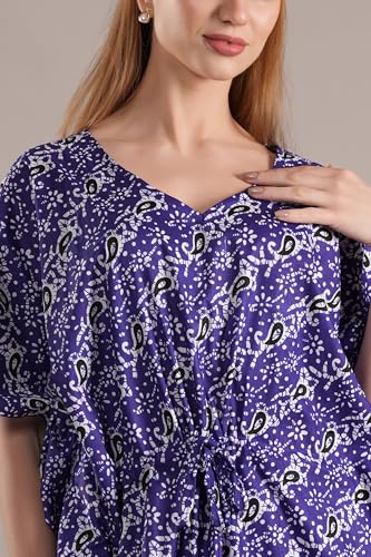 Image of Onekbhalo Women's Cotton Floral Kaftan Nighty Maxi Gown (OK Free Size)