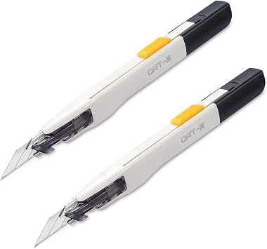 Utility Knife, 2-Pack DAT Series-X Portable Box Cutter, Fine Point Arts and Crafts Blade for Precision Cutting, with 20 Blade Pieces White, 2 Cutters