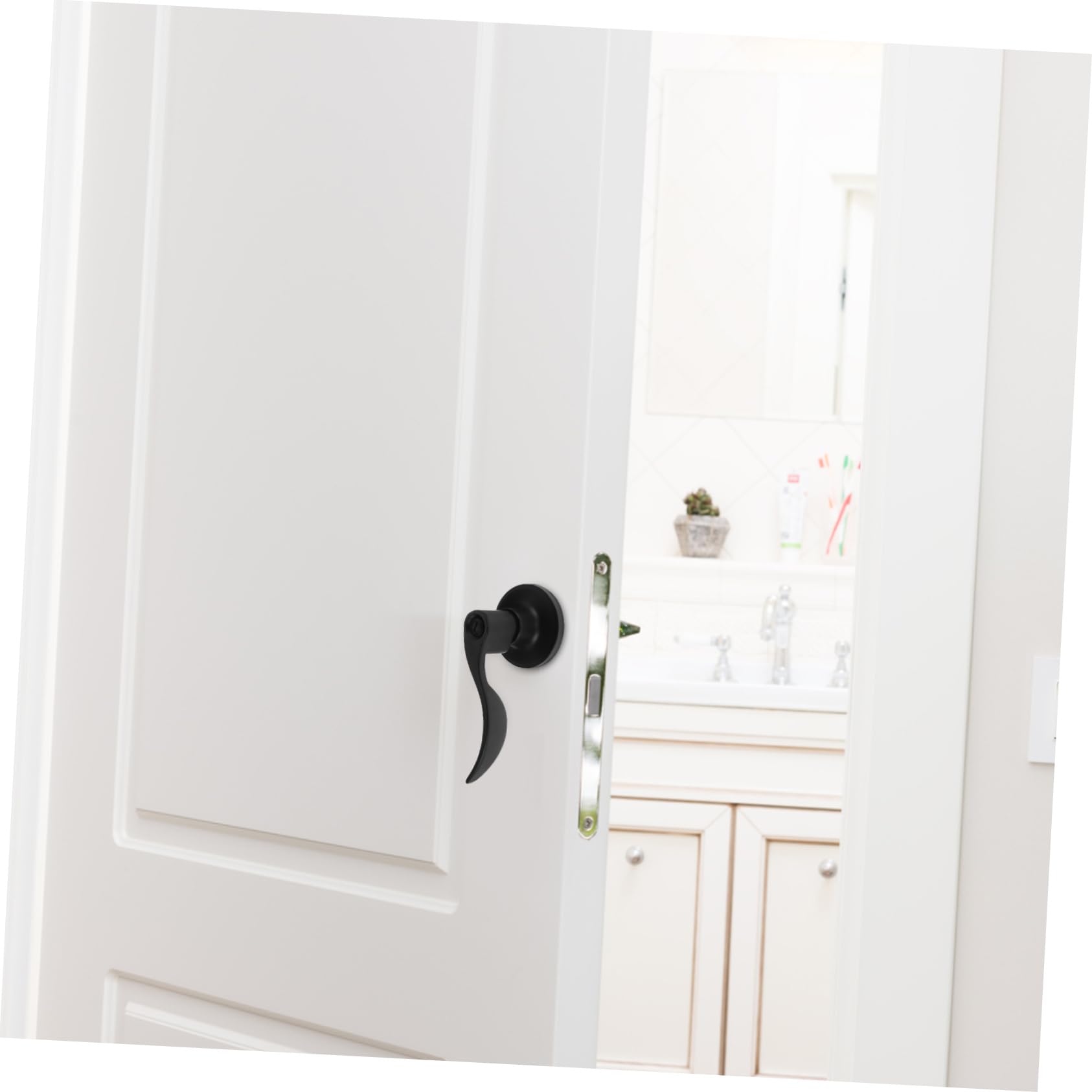 Mikikit Cerradura De Manija De Puerta Ondulada Con Llave Color Mate Negro Para Armario Baño y Dormitorio Herrajes Para Perilla De Puerta