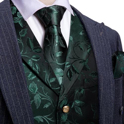 Image of Barry.Wang Mens Silk Lapel /Shawl Collar Vest Tie Sleeve Holder Set Formal /Casual Paisley Vests Wedding Tuxedo Waistcoat