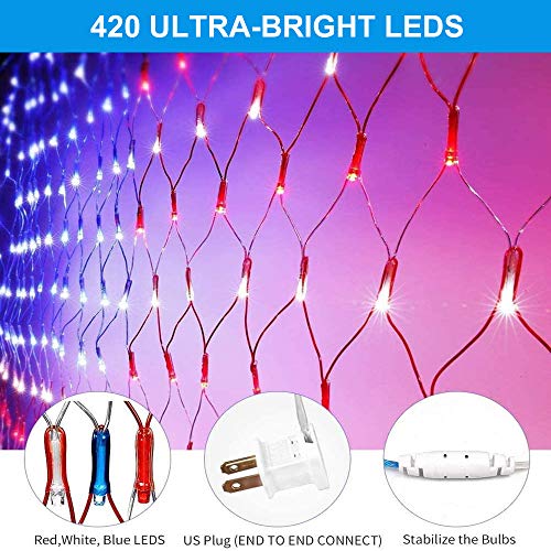 Joiedomi 420 Led American Flag Lights Outdoor, Waterproof Light Up Us Flag Net Lights Christmas Decorations For Roof Camper, Yard, Garden, Independence Day, July 4Th, National Day, Holiday, Party #TOP2