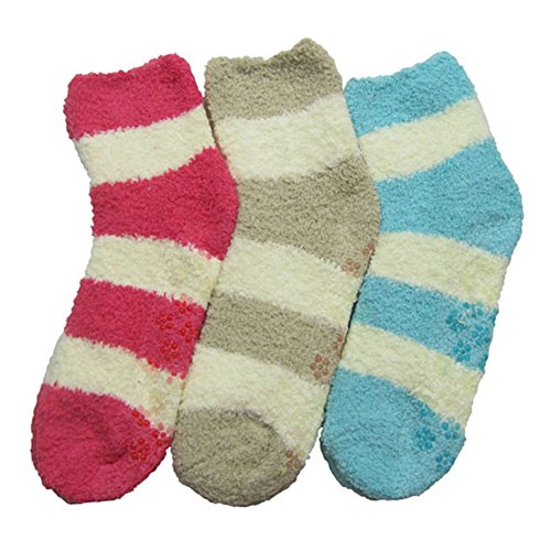 Image of Stanzino 6 PAIRS WOMEN COZY FUZZY NON SKID STRIPES SUPER SOFT WINTER SLIPPER SOCKS 9-11