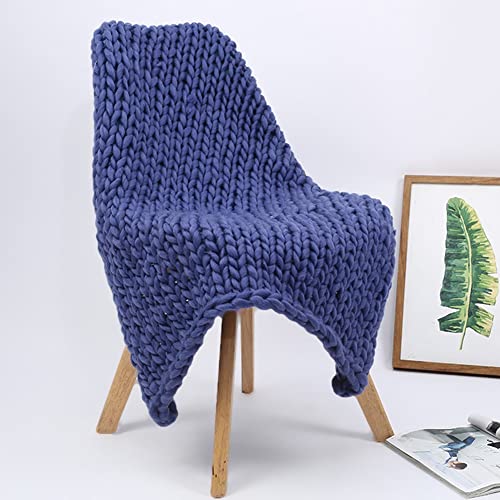 JANRON Couverture tricotée Chunky, Confortable Douce Tissée à La Main Couverture, Épais Chaude Tricotée Couverture de canapé pour Décoratif Salon canapé lit, Couleur Pure 100 x 120cm