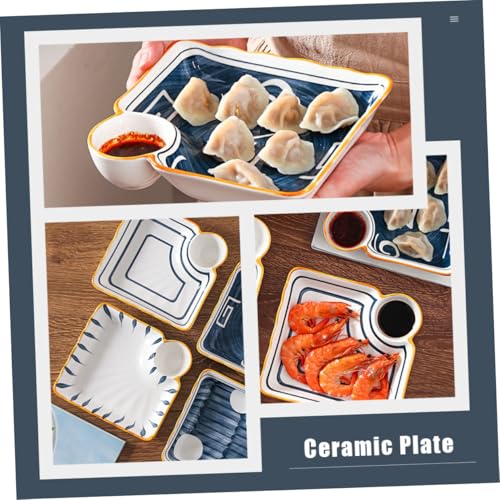 Juego de 4 platos cuadrados de cerámica para sushi miniatura 6