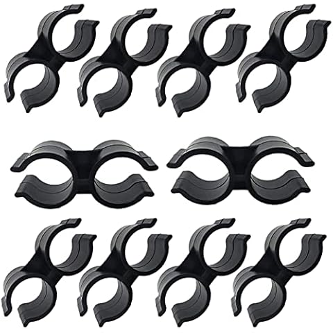 Black Double Port Pipe Clamps Clips, Hdtyyln 10pcs Plastic Double Line Clamps Shelf Pole Connector Chain Link Fence Panel Clamps Clips, Pipe Linking and Fastening Fastener Accessories Cover