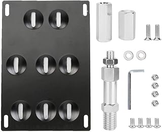 Hlyjoon Tow Hook License Plate Mounting Bracket Car Front Bumper Tow Hole Relocation 8 Holes Adjustable Holder Support No Drill Fit for Honda Hyundai Jeep Kia Mitsubishi Subaru Toyota Chevy 4-Door