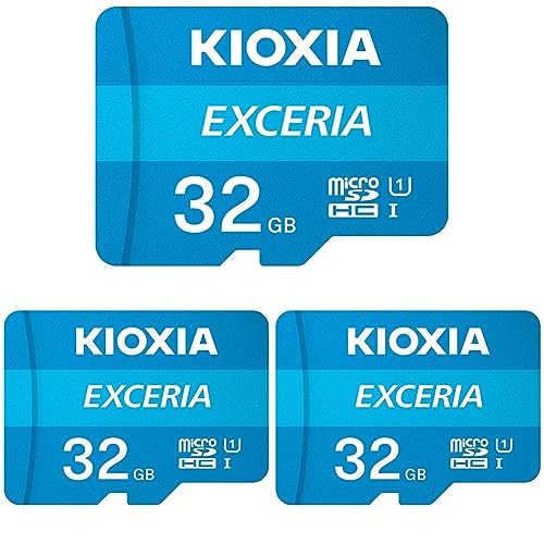 KIOXIA 32GB EXCERIA microSD Memory Card U1 Class 10 100MBs Max Read Speed, Full HD Video Recording (Pack of 3)