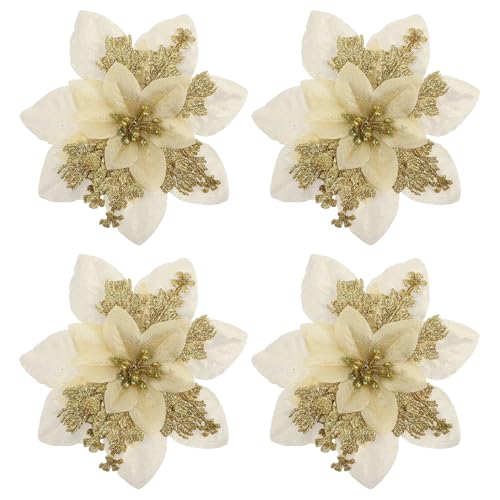 EXQUIMEUBLE �N���X�}�X�c���[�̏��� 4�� �S�[���h�O���b�^�[�̐l�H�|�C���Z�`�A ���ԃN���X�}�X�t�����[ �z���f�[DIY�f�R���[�V���� �h�A��ǂ�