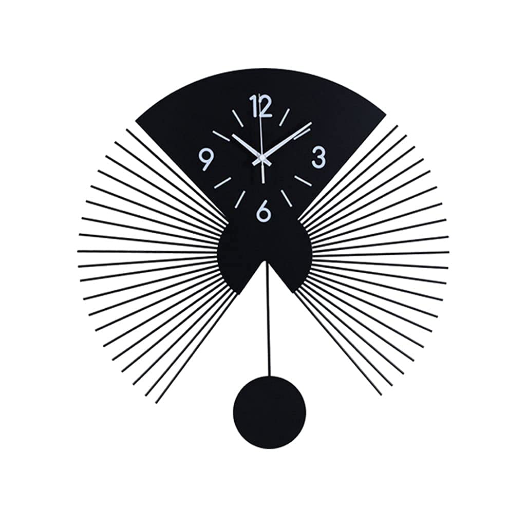 Horloge murale en métal noir de 19,88 pouces pour salon et chambre