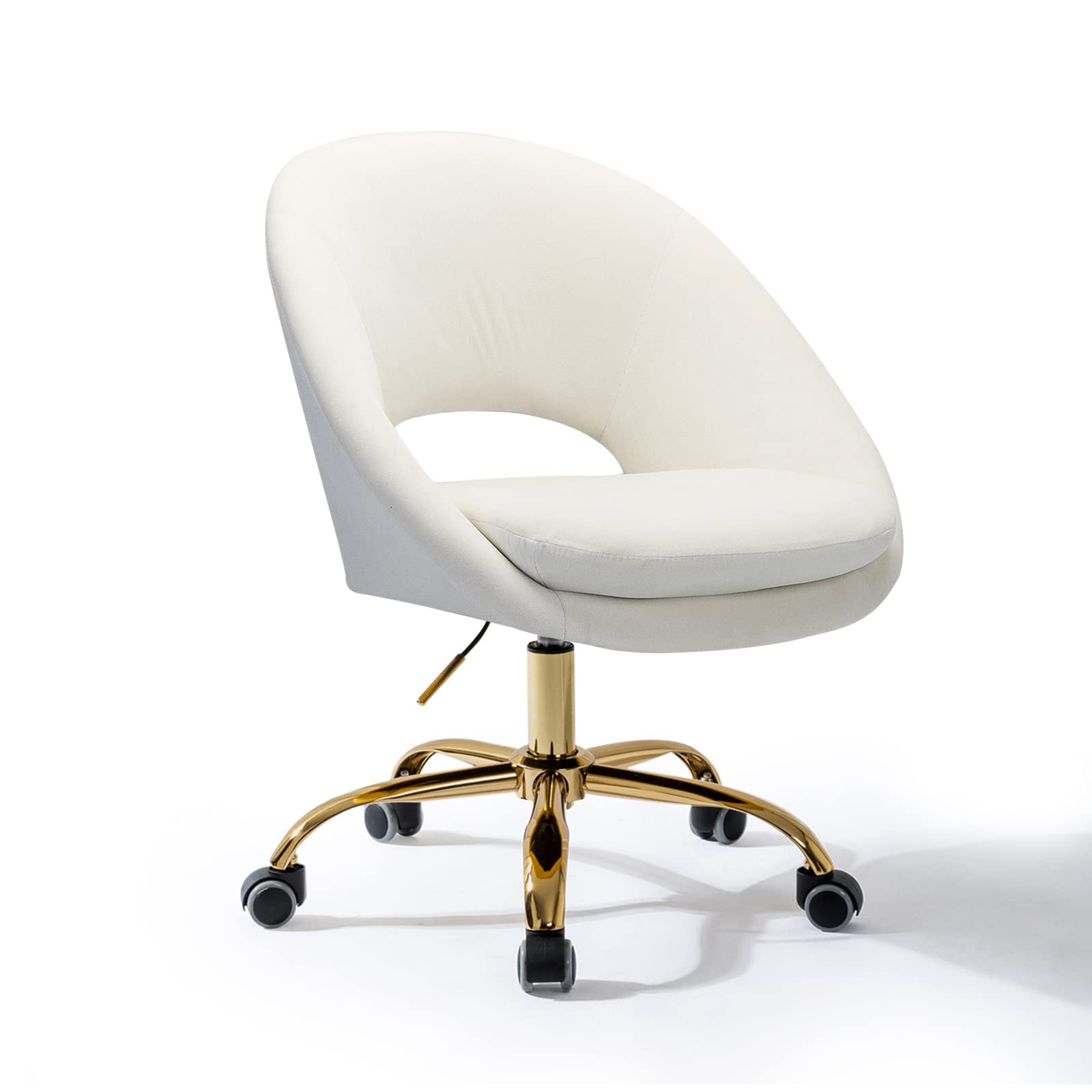 Chaise De Bureau Blanche FURNISH - Dossier Et Assise Rembourrés - Hauteur Réglable 37-49 Cm - Pivotante 360° - Sans Roulettes, Pieds Caoutchouc - Charge Max 120 Kg - 12