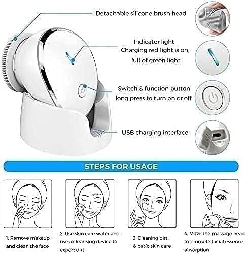 Facial Cleansing Brush Face Scrubber, USB Charging Dustproof Face Brush, Electric Spin Cleansing Brush for Exfoliating Deep Cleaning Skin
