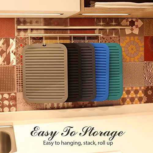 Breeze Touch Silicone Trivets For Hot Dishes, 2 Pack (9"X12") Hot Pads For Pots And Pans, Silicone Pot Holders For Kitchen Heat Resistant, Non-Slip Trivet For Counter, Waterproof Drying Mat Black #TOP5