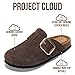 Project Cloud 100% Genuine Leather Clogs for Women Shoes - Memory Foam Insole, Non-Slip & Natural Cork Footbed Arch Support Big Buckle Womens Clogs and Mules Footwear (Manchester, TAN, 7)