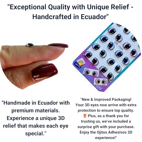 Image of 3D Resin Doll Eyes - 7mm Self-Adhesive Craft Eyes (24 pcs / 12 Pairs) - Realistic Cabochon Eyes for Amigurumi, Dolls, Polymer Clay, Cold Porcelain, Felt & DIY Crafts (Blue, Black & Brown)