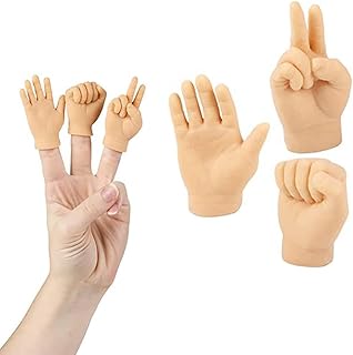 Tiny Hands Finger Puppets, Realistic Feeling Tiny Finger Hands Puppets, Comfortable Silicone Rock Paper Scissors Game, Fun Prank Toys, Puppet Show, Gag Gifts, Party Favor, 2.5" (3-Pack)
