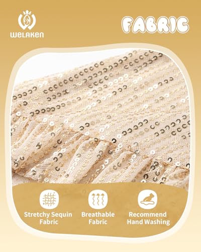 WELAKEN Girls Sequin Dress for Kids Sparkly Halter Neck Sleeveless Casual Party Wedding Twirl Dresses4