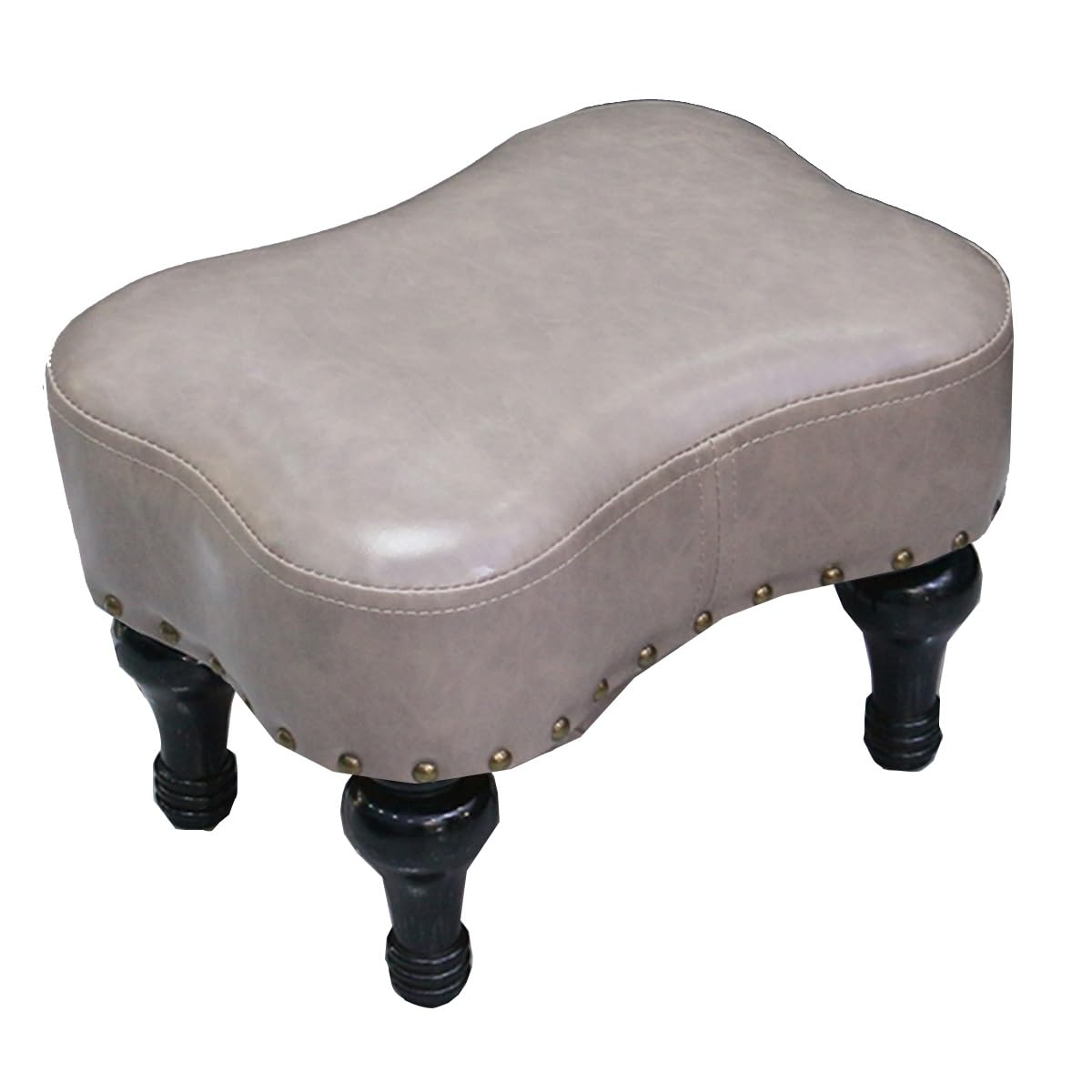Repose-Pieds Moderne pour Salon et Chambre, Tabouret Bas en Cuir Souple Gris