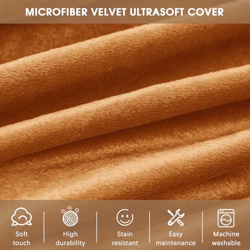 Image of Bean Bag Chairs for Adults - Memory Foam Furniture BeanBag Chair - Kids /Teens Sofa with Soft Micro Fiber Cover - Round Fluffy Couch for Living Room Bedroom College Dorm - 4 ft, Golden Brown