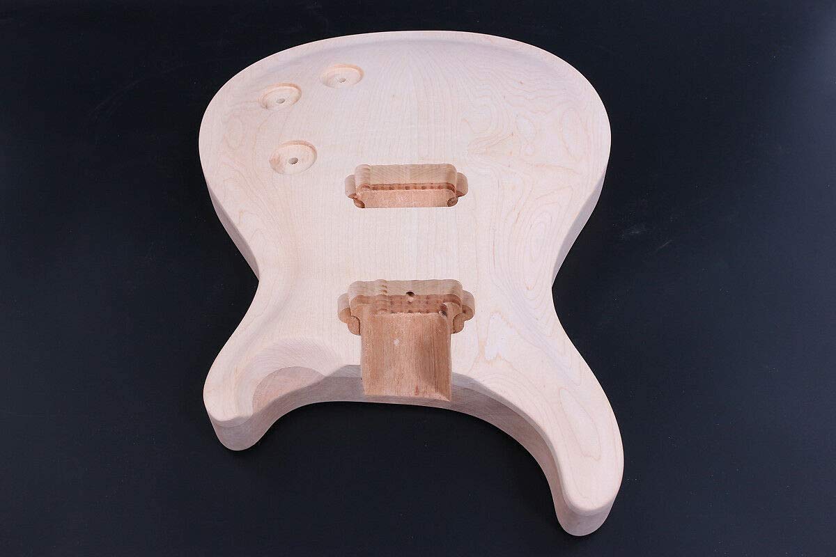 Yinfente 1 set di kit per chitarra elettrica naturale, manico e corpo in mogano, 22 tasti, scala da 61 cm, intarsio per uccelli, pickup S-S, ponte fisso