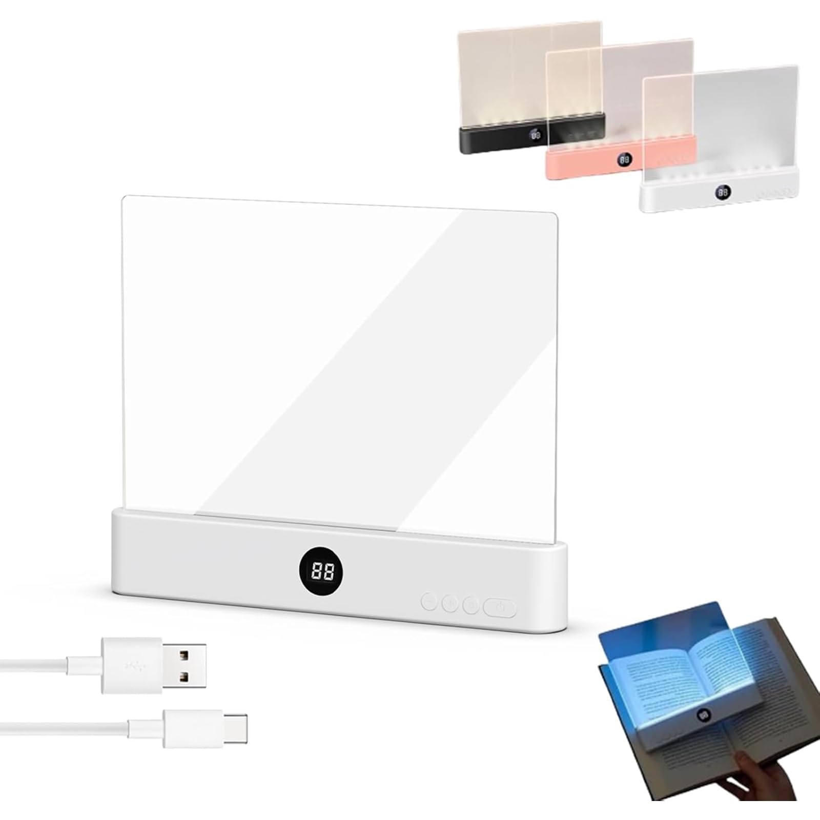 Rechargeable Clear Led Flat Reading Light Multi-Functional L