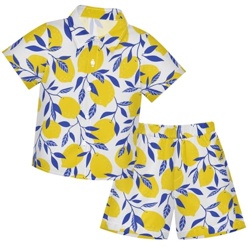 Image of visesunny Boy's 2 Pieces Shirt and Short Set Casual Shirts Short Sleeve Beach Shorts Summer Outfits for 3-10 Years Kids