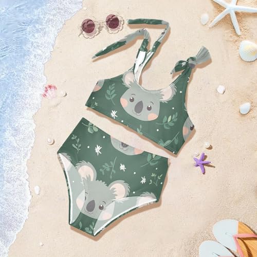 Girls' Bikini Set, Cartoon Koala Face Kids Swimsuit 2 Pcs Beach Bathing Suit4