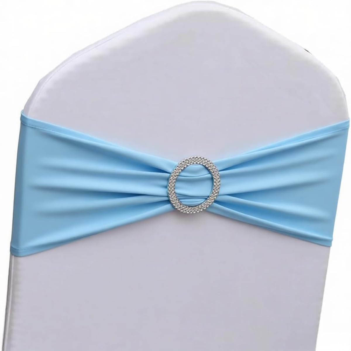Baby Blue Chair Sashes 50 Pack, Baby Blue Sashes for Covers, Chair Bands for Wedding, Light Blue Chair Sashes for Gender Reveal Baby Shower Decoration